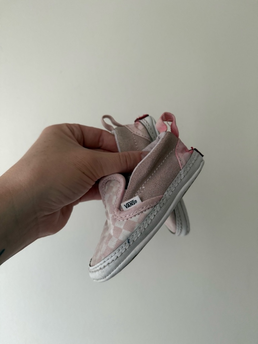 Vans Kids Pink Checkerboard Slip-On Sneakers